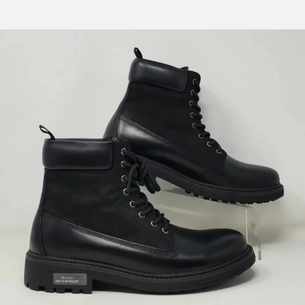Blondo Men's Waterproof Ankle Boots Black  Lace Up B1172 014 Size 9 New